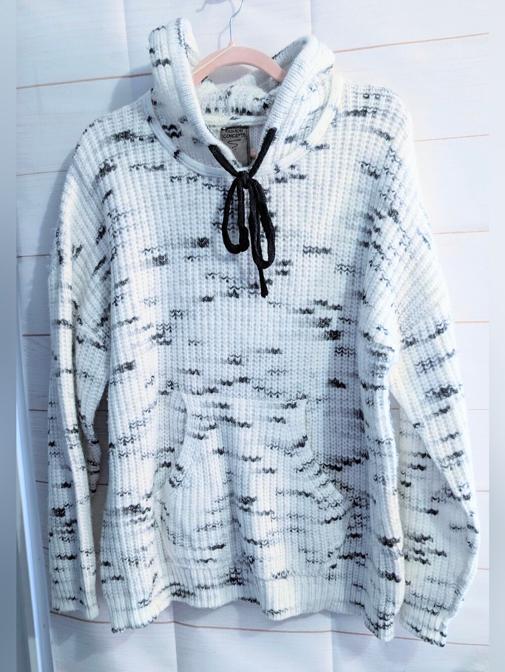 Nwot Fashion Concepts Cozy Marled Funnel-Neck Hooded Sweater Size XL